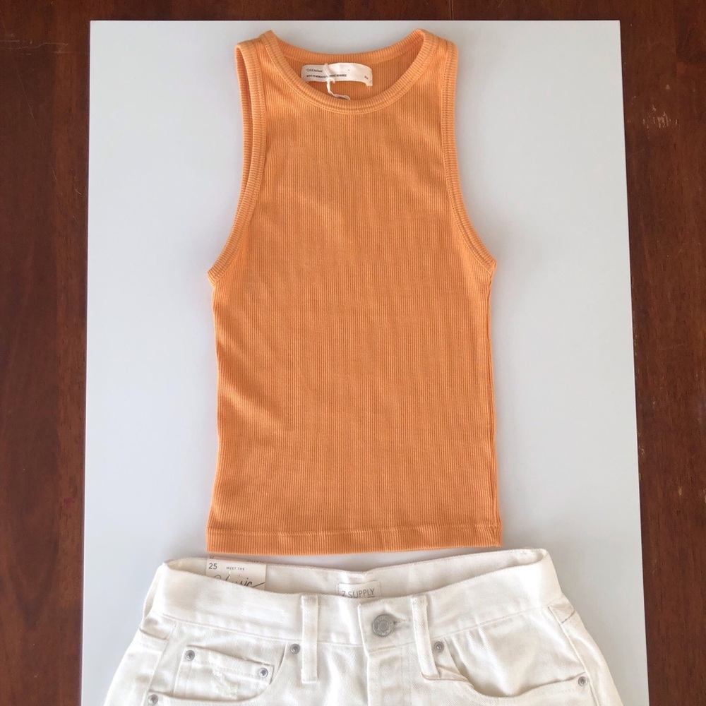 NEW Oak + Fort Organic Ribbed Orange Tank Top